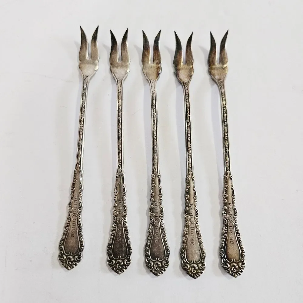 Antique S.L. & G.H Rogers Silver Plate Webster Pattern Set Of 5 Cocktail Forks